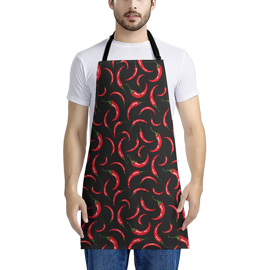 Red Chili Peppers Pattern Print Apron