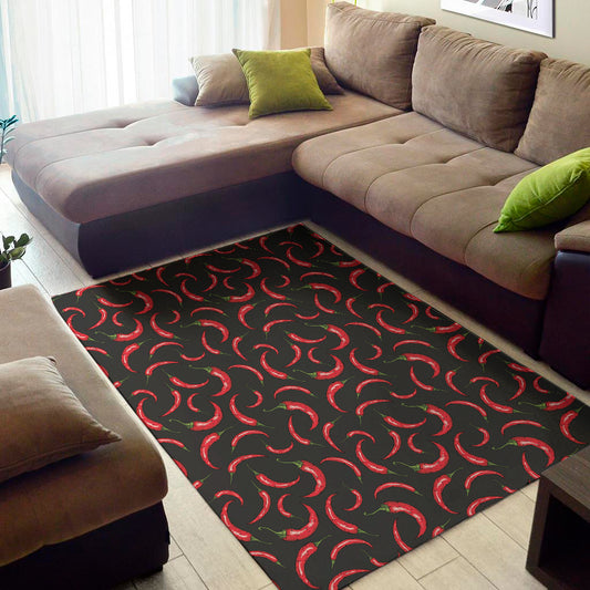 Red Chili Peppers Pattern Print Area Rug