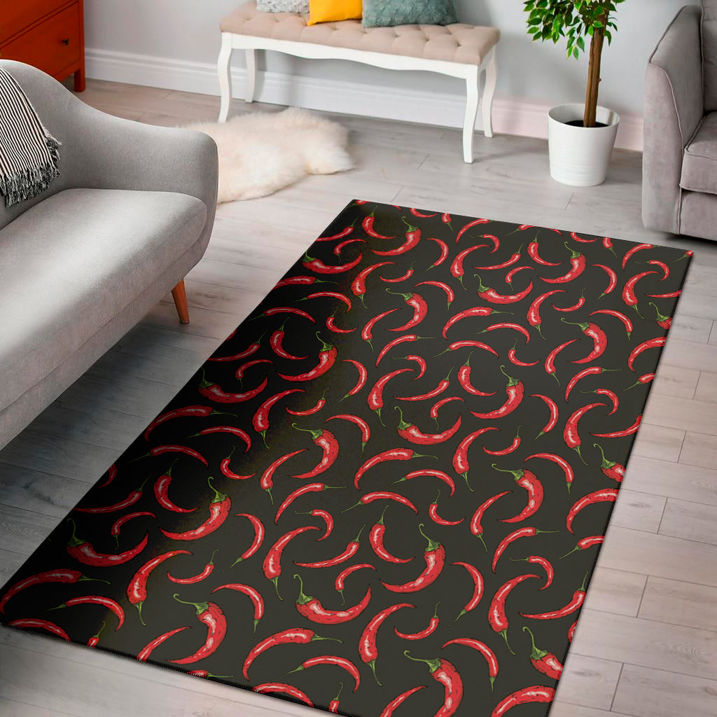 Red Chili Peppers Pattern Print Area Rug