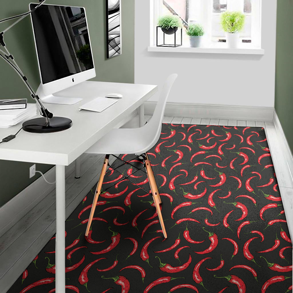 Red Chili Peppers Pattern Print Area Rug