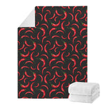 Red Chili Peppers Pattern Print Blanket
