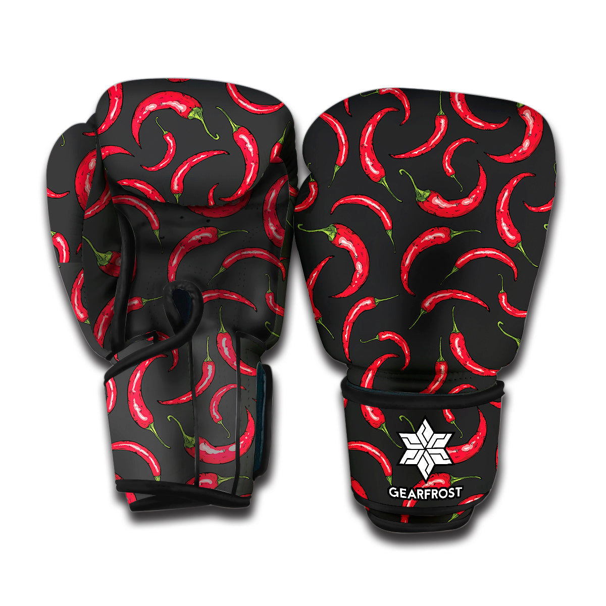 Red Chili Peppers Pattern Print Boxing Gloves