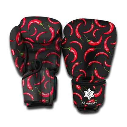 Red Chili Peppers Pattern Print Boxing Gloves