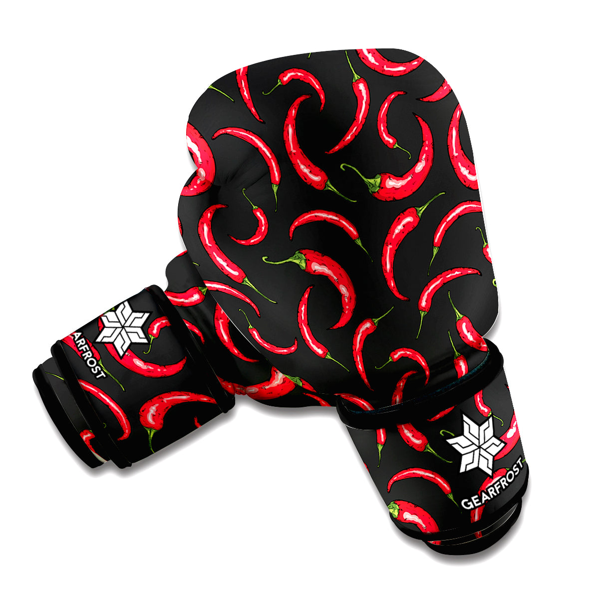 Red Chili Peppers Pattern Print Boxing Gloves