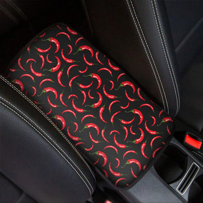Red Chili Peppers Pattern Print Car Center Console Cover
