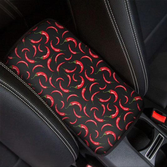 Red Chili Peppers Pattern Print Car Center Console Cover