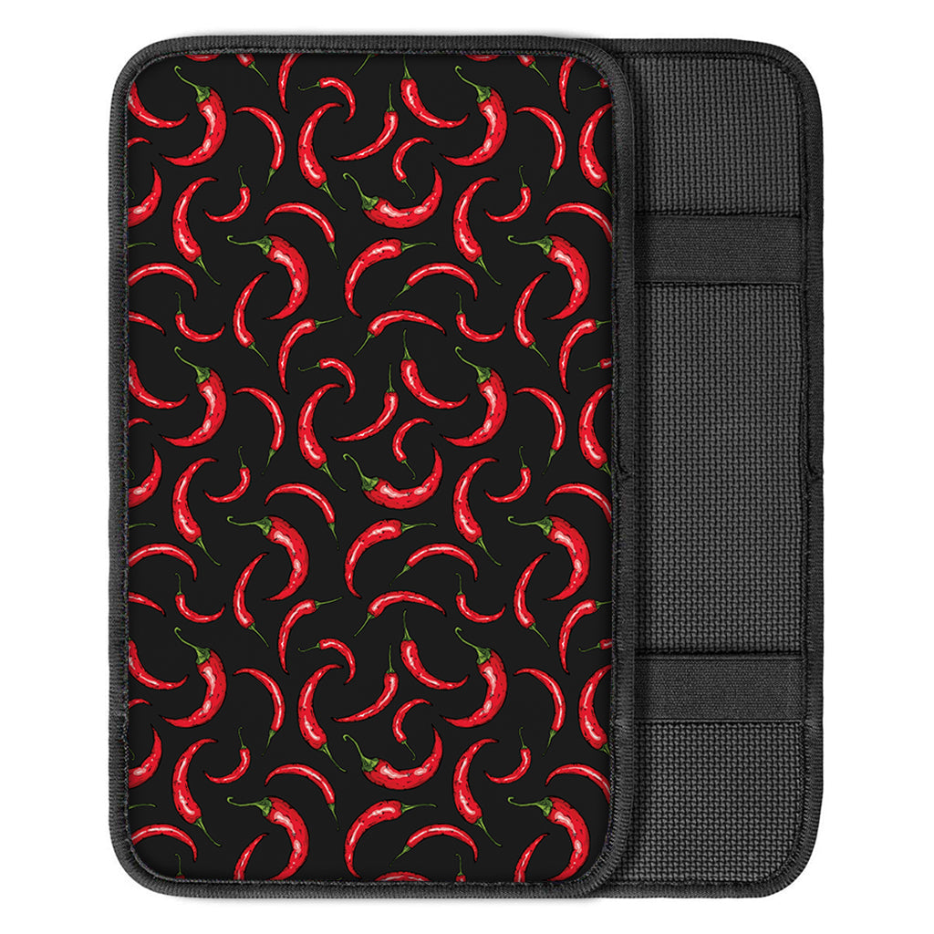 Red Chili Peppers Pattern Print Car Center Console Cover