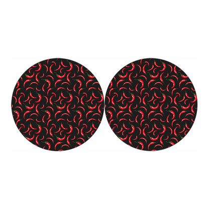Red Chili Peppers Pattern Print Car Coasters