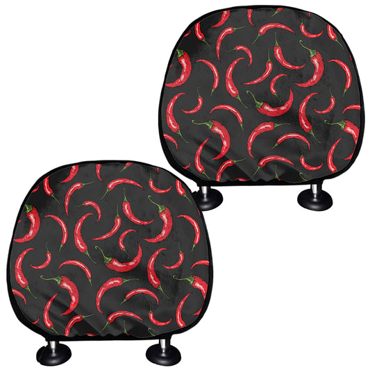 Red Chili Peppers Pattern Print Car Headrest Covers