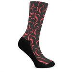 Red Chili Peppers Pattern Print Crew Socks