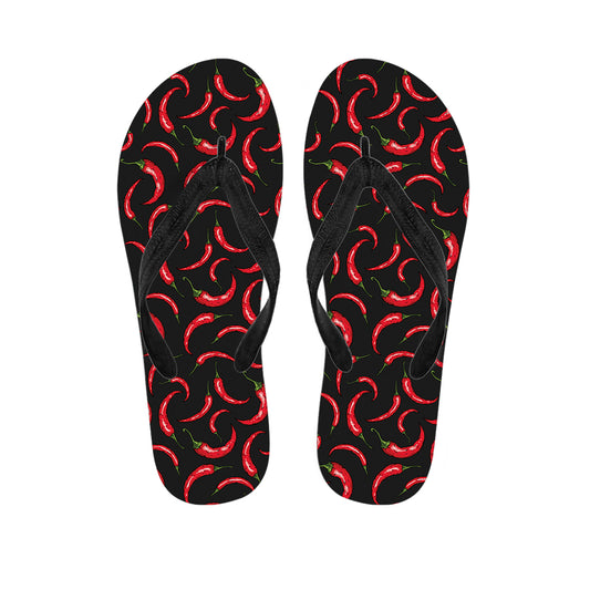 Red Chili Peppers Pattern Print Flip Flops