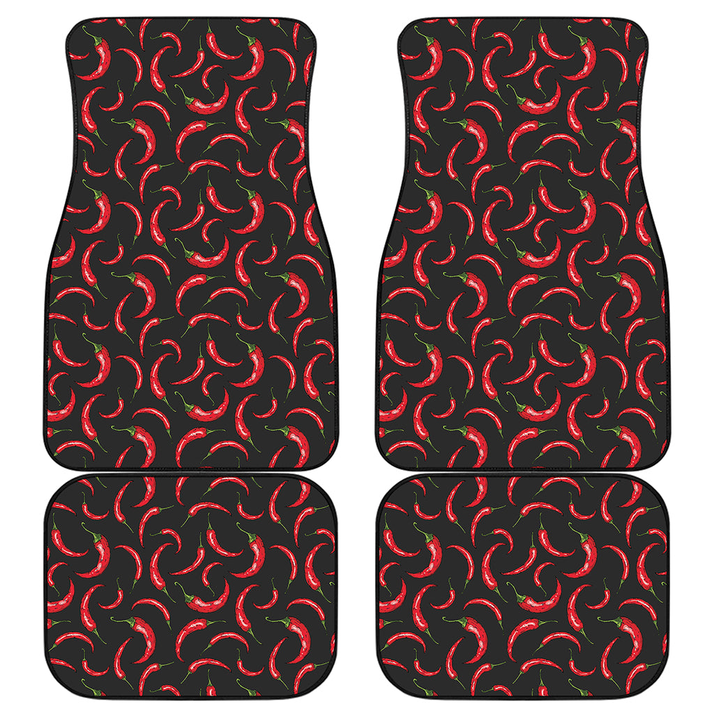Red Chili Peppers Pattern Print Front and Back Car Floor Mats