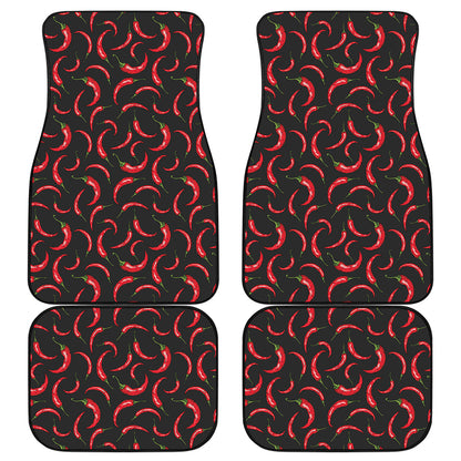 Red Chili Peppers Pattern Print Front and Back Car Floor Mats