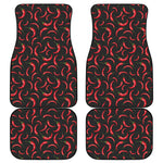 Red Chili Peppers Pattern Print Front and Back Car Floor Mats