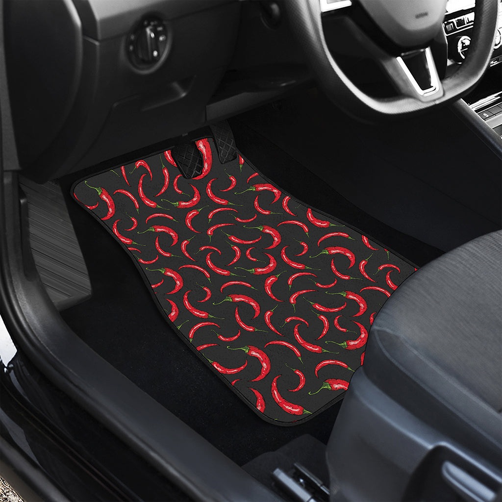 Red Chili Peppers Pattern Print Front and Back Car Floor Mats