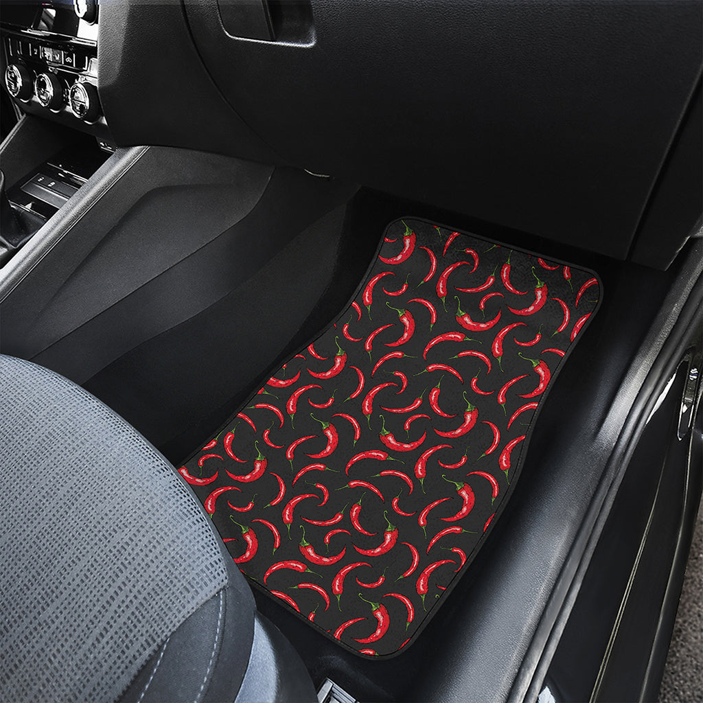 Red Chili Peppers Pattern Print Front and Back Car Floor Mats
