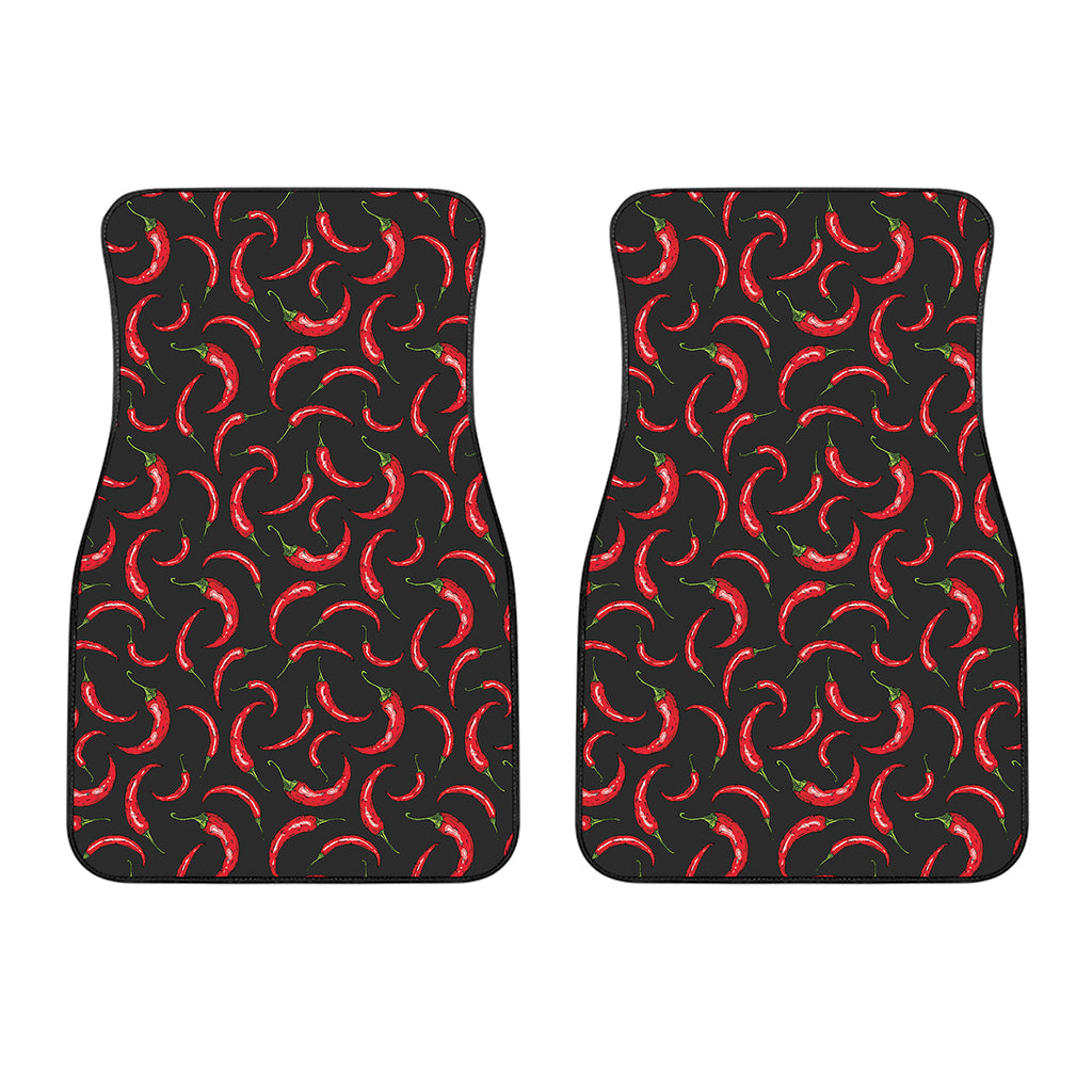 Red Chili Peppers Pattern Print Front Car Floor Mats
