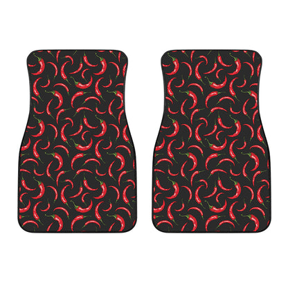 Red Chili Peppers Pattern Print Front Car Floor Mats
