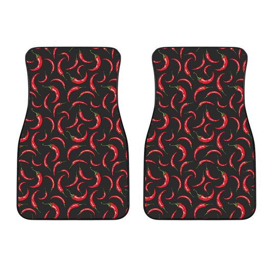 Red Chili Peppers Pattern Print Front Car Floor Mats