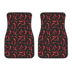 Red Chili Peppers Pattern Print Front Car Floor Mats