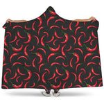 Red Chili Peppers Pattern Print Hooded Blanket
