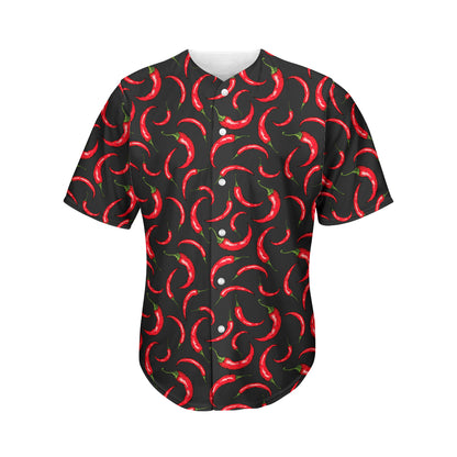 Red Chili Peppers Pattern Print Men's Baseball Jersey