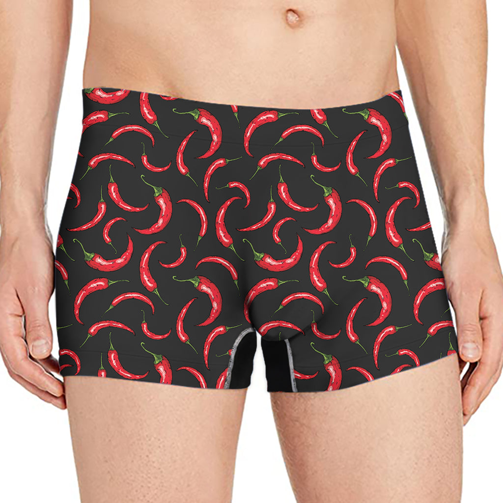 Red Chili Peppers Pattern Print Men's Boxer Briefs