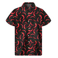 Red Chili Peppers Pattern Print Men's Short Sleeve Shirt