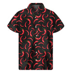 Red Chili Peppers Pattern Print Men's Short Sleeve Shirt
