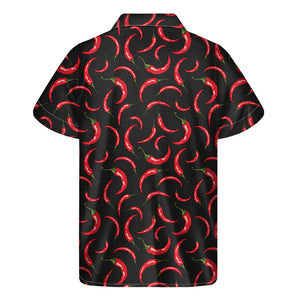 Red Chili Peppers Pattern Print Men's Short Sleeve Shirt