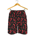 Red Chili Peppers Pattern Print Men's Shorts