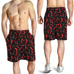 Red Chili Peppers Pattern Print Men's Shorts