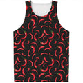 Red Chili Peppers Pattern Print Men's Tank Top