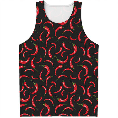 Red Chili Peppers Pattern Print Men's Tank Top