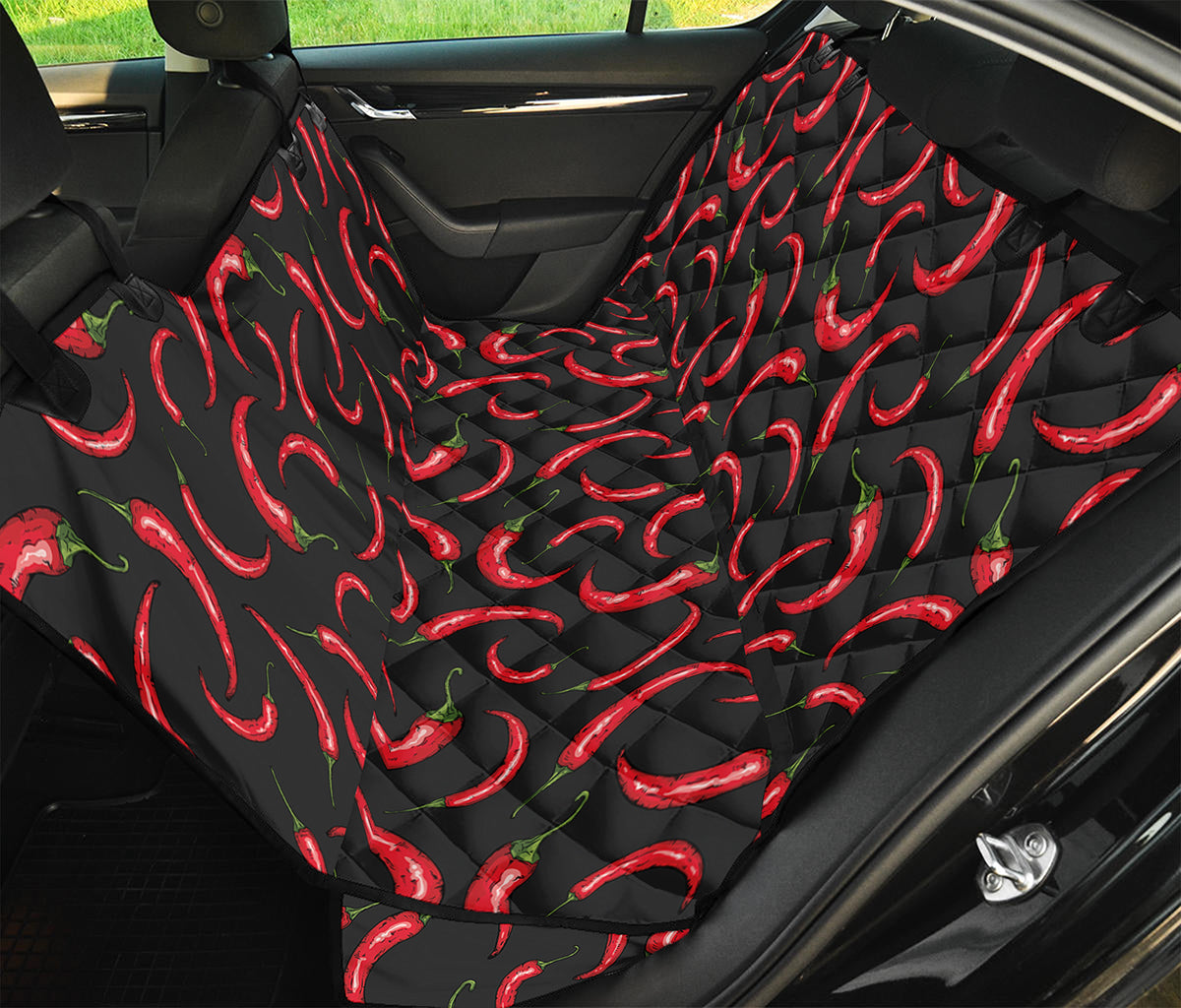 Red Chili Peppers Pattern Print Pet Car Back Seat Cover