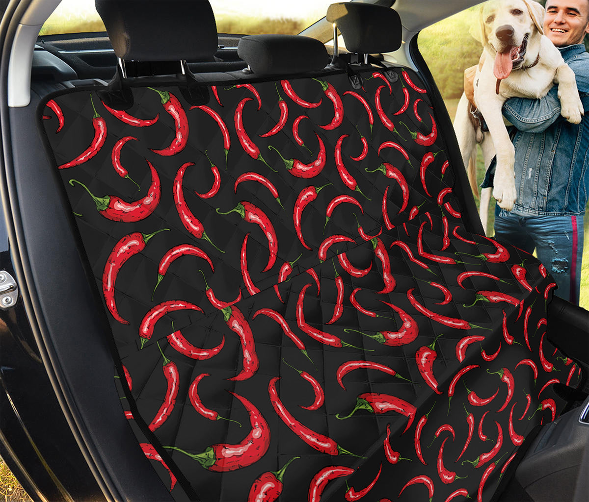Red Chili Peppers Pattern Print Pet Car Back Seat Cover