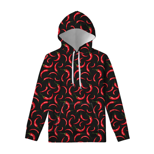 Red Chili Peppers Pattern Print Pullover Hoodie
