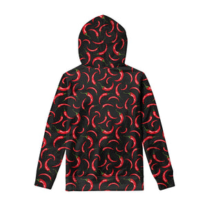 Red Chili Peppers Pattern Print Pullover Hoodie