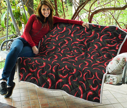 Red Chili Peppers Pattern Print Quilt