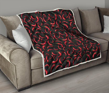 Red Chili Peppers Pattern Print Quilt
