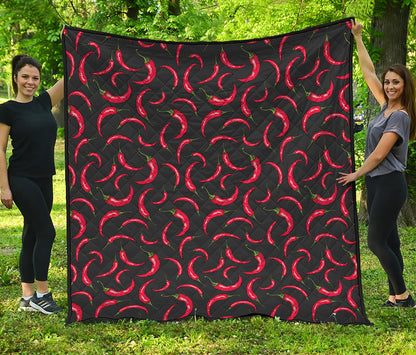 Red Chili Peppers Pattern Print Quilt