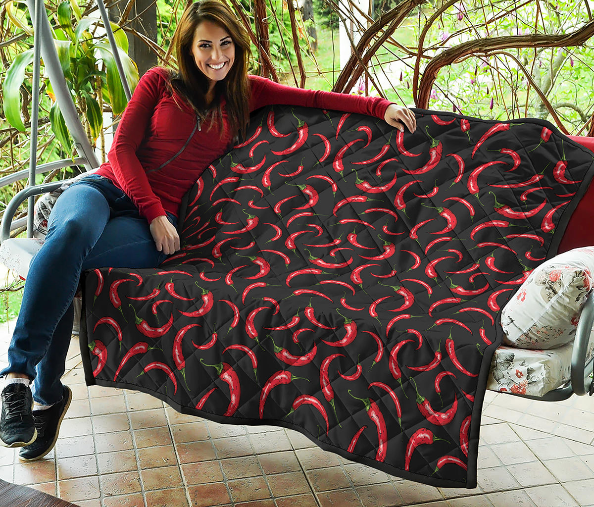 Red Chili Peppers Pattern Print Quilt