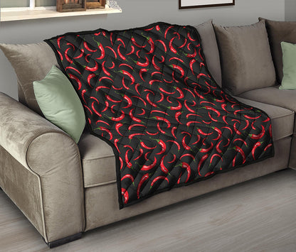 Red Chili Peppers Pattern Print Quilt