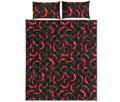 Red Chili Peppers Pattern Print Quilt Bed Set