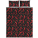 Red Chili Peppers Pattern Print Quilt Bed Set