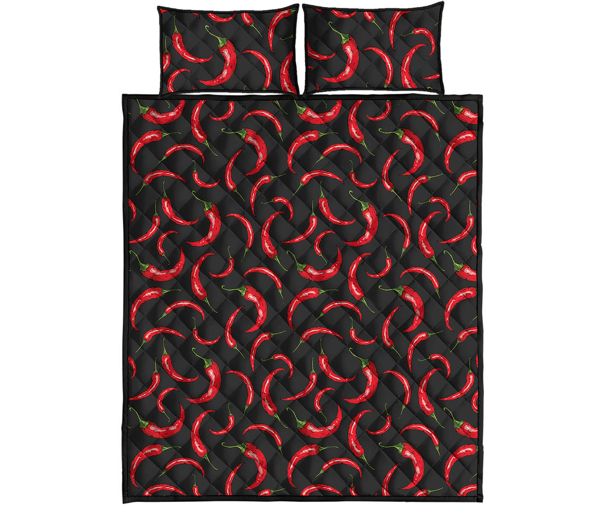Red Chili Peppers Pattern Print Quilt Bed Set