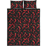 Red Chili Peppers Pattern Print Quilt Bed Set