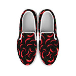 Red Chili Peppers Pattern Print White Slip On Shoes