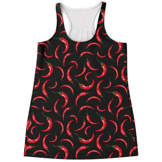 Red Chili Peppers Pattern Print Women's Racerback Tank Top