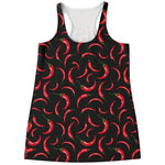 Red Chili Peppers Pattern Print Women's Racerback Tank Top